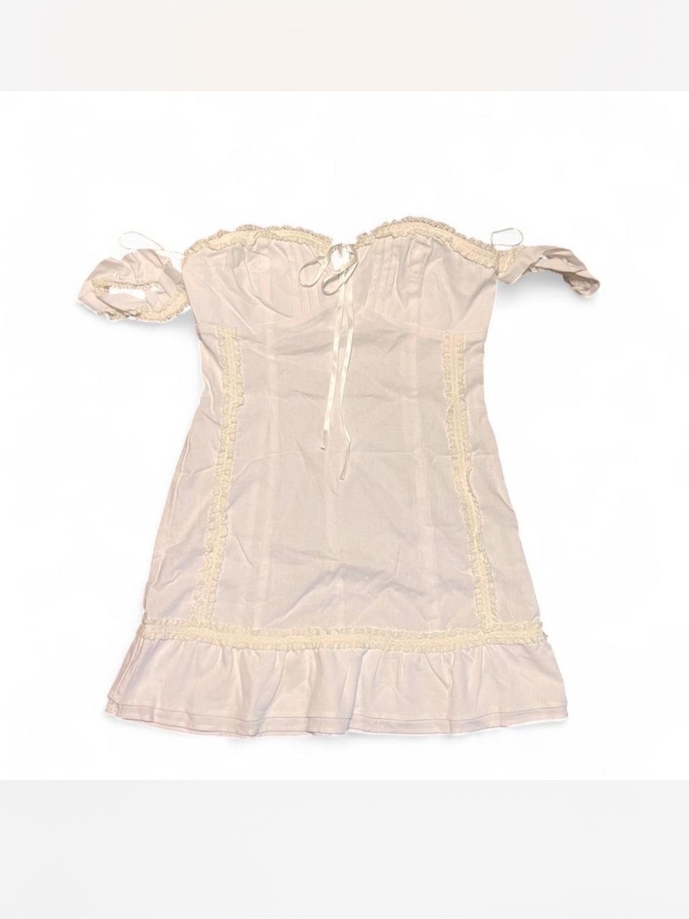 Isabella’s Cabinet Cottage Core Milkmaid Lace Mini Dress
